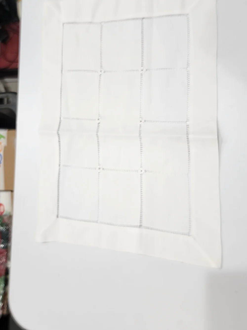 Vintage Linen Dinner Placemat Crochet 16x11 Rectangle Grid Pattern new old stock